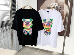 2022 New Fendi Charm Unlimited Bear Cotton Printing Loose Short-Sleeved Men'S And Women'S Couple T-Shirt Fashion Simple