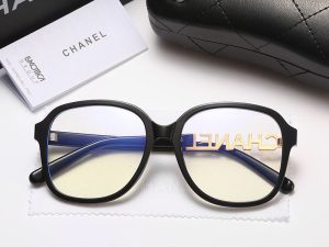 Replica Designer Chanel Women Anti-Blue Light Round Frame Double C Letters Sunglasses