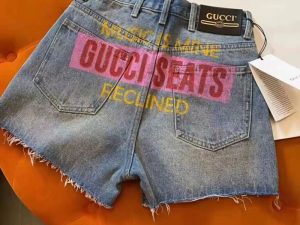 Replica Designer Gucci Letter Blue Denim Shorts