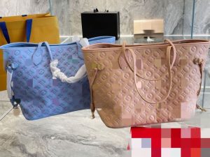 Replica Designer Louis Vuitton Blue Pink Large Capacity Shoulder Tote Bag