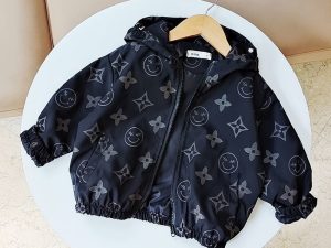 Replica Designer Louis Vuitton Kids Casual Printed Hooded Jacket