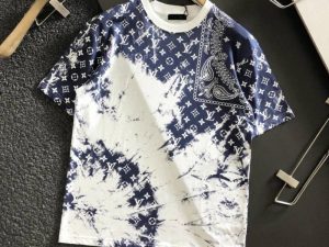 Replica Designer Louis Vuitton Men Fashion Printed Crewneck T-Shirt