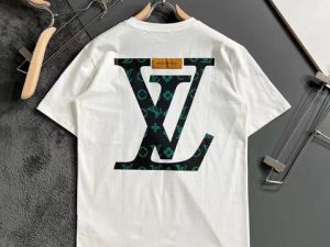 Replica Designer Louis Vuitton Men Short-Sleeved T-Shirt Summer Trend Round Neck Printed Letter Top