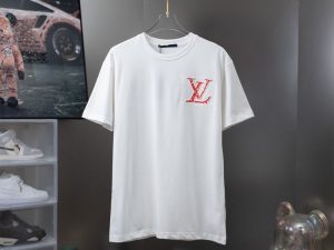 Replica Designer Louis Vuitton Simple Letter Embroidered Short Sleeve T-Shirt