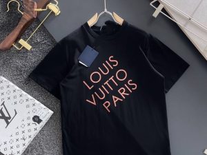 Replica Designer Louis Vuitton Simple Letter Print Loose T-Shirt