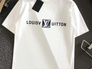 Replica Designer Louis Vuitton Simple Letter Print Short Sleeve Loose T-Shirt